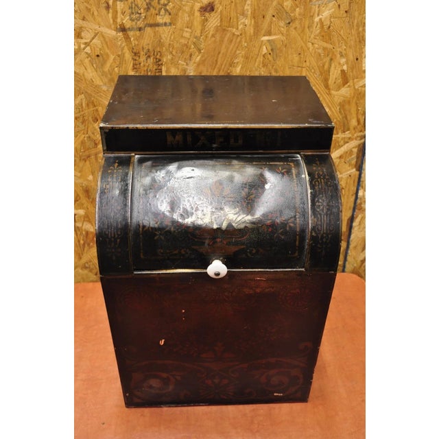 Late 19th Century Antique Morgan & Cornell Ny 1890 Tin Rolltop Tea Hopper Store Spice Bin Display For Sale - Image 5 of 12