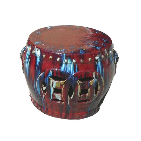 Chinese Out Door & in Door Chinese Red Clay Round Garden Tea Set - 5 Pieces For Sale - Image 3 of 7