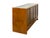 This vintage, mid-century modern style retail showcase features a warm, medium-toned wood veneer frame with clean...