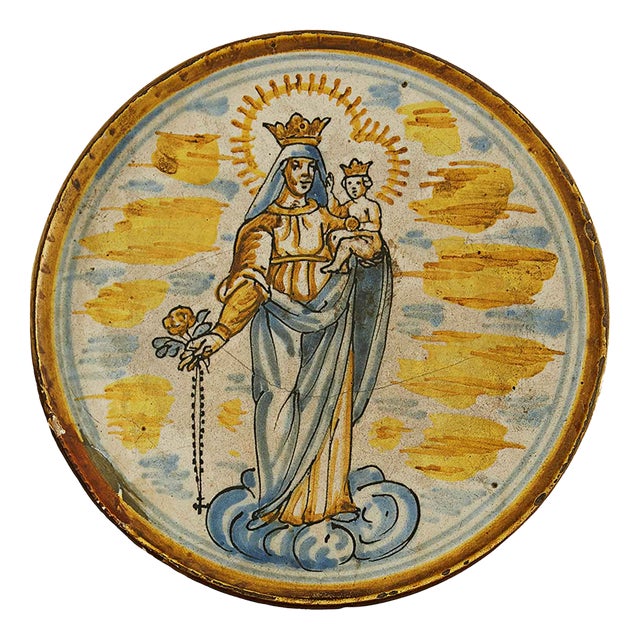 Antique Majolica Cake Stand, 1700s For Sale