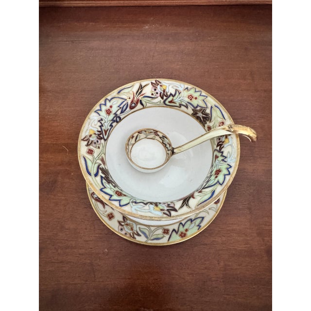 Early 20th Century Morimura Sauce Bowl With Stand and Ladle For Sale - Image 10 of 12