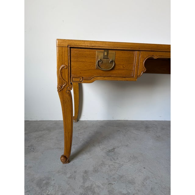 Vintage Baker Furniture French Louis XV Style Walnut Writing Desk For Sale - Image 4 of 12