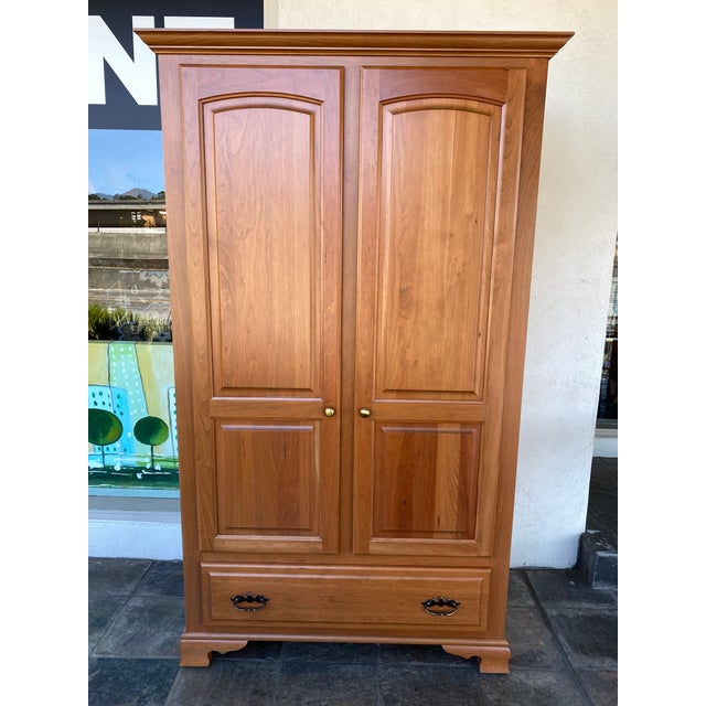 Amish Cherry Wood Classic Wardrobe Armoire | Chairish