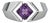 Square-Cut Amethyst Architectural Silver Cocktail Ring, Size 7.5 For Sale