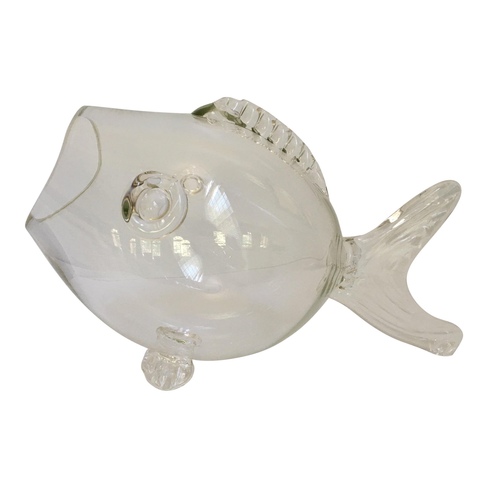 LargeBlenko MidCentury Hand Blown Glass Fish Bowl Chairish