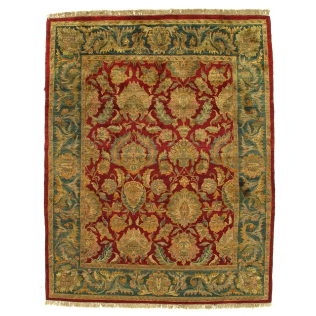 Red Hand Knotted Agra Rug - 8'1'' X 10' For Sale - Image 4 of 4