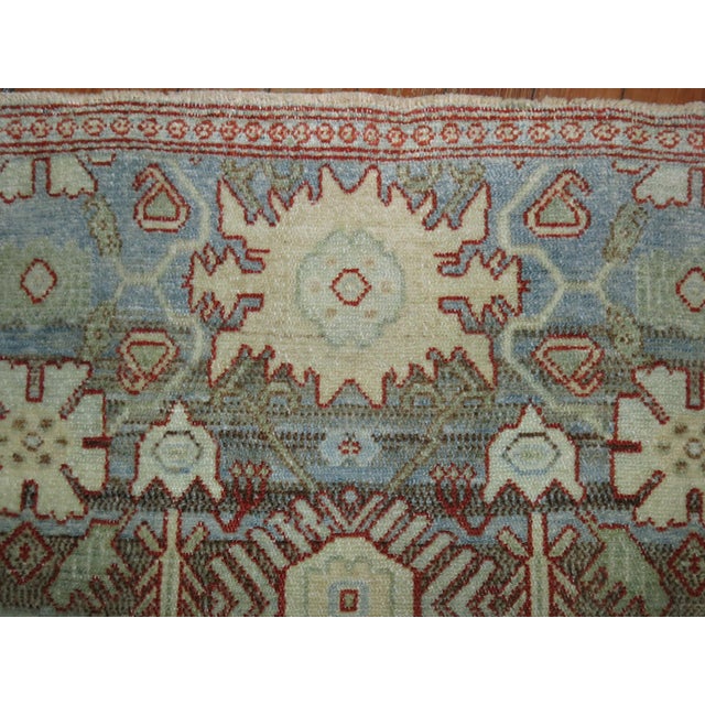 Persian Gray Blue 20th Century Antique Persian Oriental Rug Mat Size Rug For Sale - Image 3 of 6