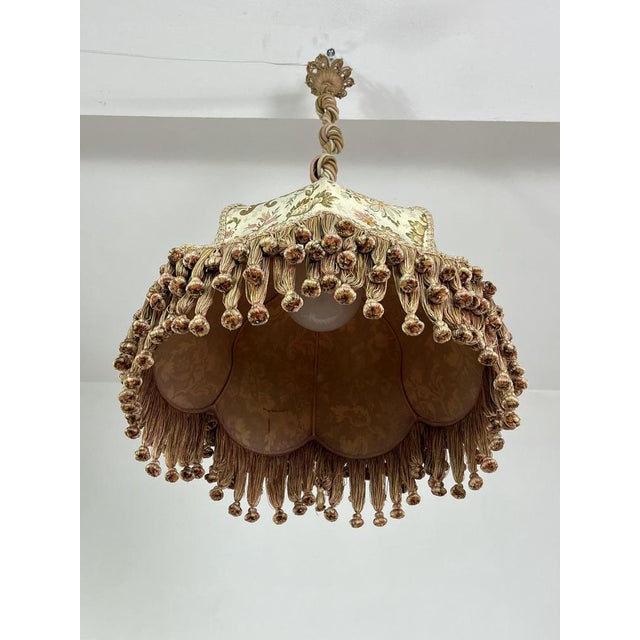 Mid-Century Italian Fabric and Rope Chandelier, 1960s For Sale - Image 4 of 12