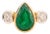 2.29ct Deep Green Emerald Pear Engagement Ring With Round Diamonds in 18k Gold Size 6.5 For Sale