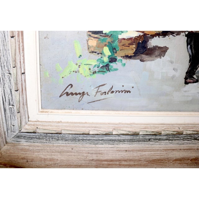 Vintage Original Fruit Vegetable Farmers Market Landscape Oil Painting For Sale - Image 9 of 12