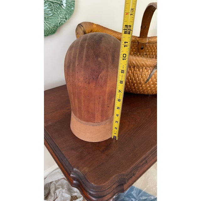 This antique primitive turned wood rotating hat/wig display stand form block is a unique and functional collectible item....