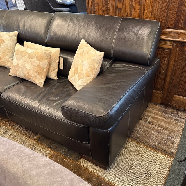 Black Calia Italia Leather Sofa, Black For Sale - Image 8 of 12