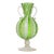 Murano Venetian Style Green White Gold Flecks Italian Art Glass Vintage Footed Double Handles Flower Vase For Sale