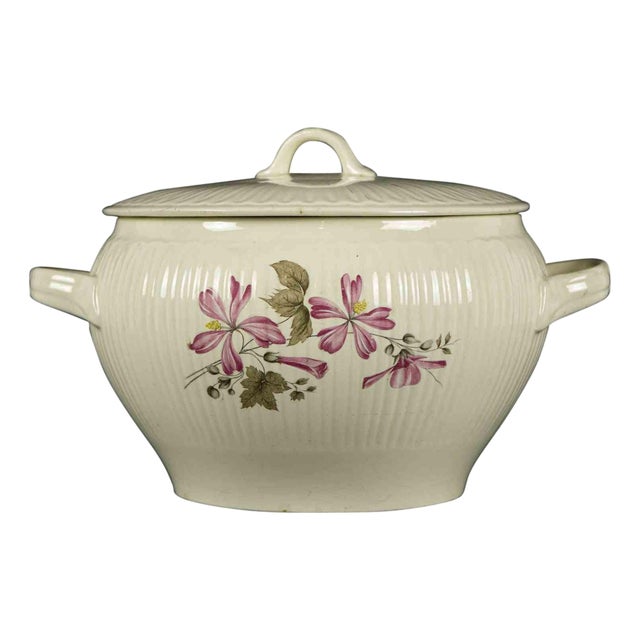Vintage Diamondstone Laveno Floral Porcelain Soup Bowl, Italy For Sale