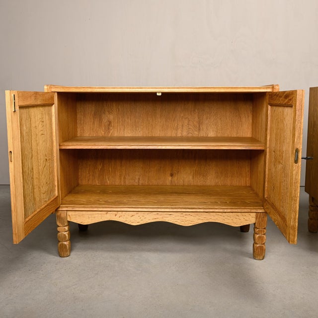 Mid-Century Danish Oak Bedside Cabinets by Henning Kjærnulf, Denmark, 1960s, Set of 2 For Sale - Image 18 of 18