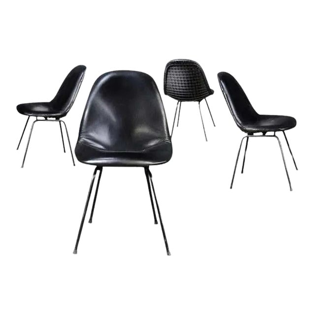 Charles and Ray Eames for Herman Miller DKX-1 Chair, Black Leather, H-Base, 1955 For Sale