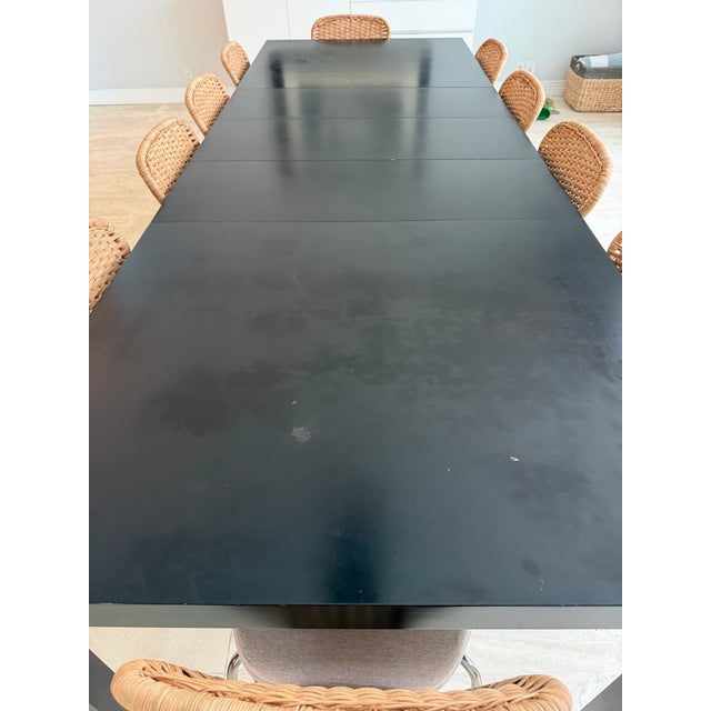 Giant Parsons Table in Black Lacquer With 3 Leaves For Sale - Image 11 of 11