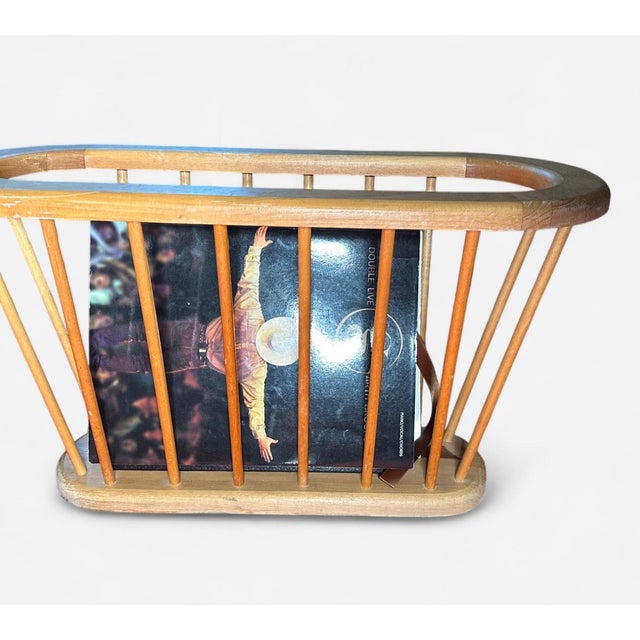 Vintage Arthur Umanoff Style Wooden Magazine Rack For Sale - Image 9 of 10