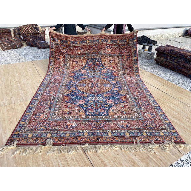 Textile Vintage Persian Hunting Design Medallion Rug For Sale - Image 7 of 9