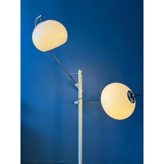 Space Age White Mushroom Swing Arm Age Floor Lamp from Dijkstra For Sale - Image 4 of 11