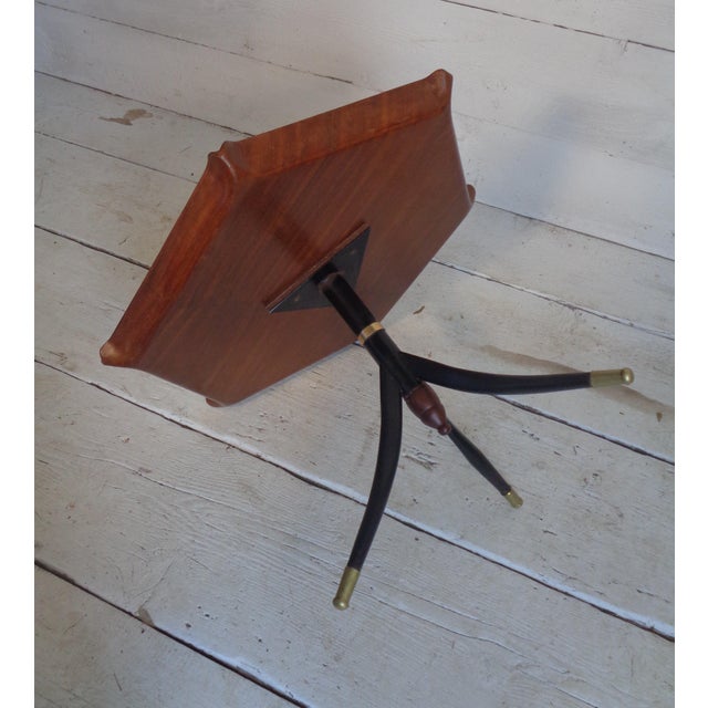 Curved Teak Coffee Table with Three Metal Legs attributed to Campo and Graffi, 1960s For Sale - Image 9 of 16