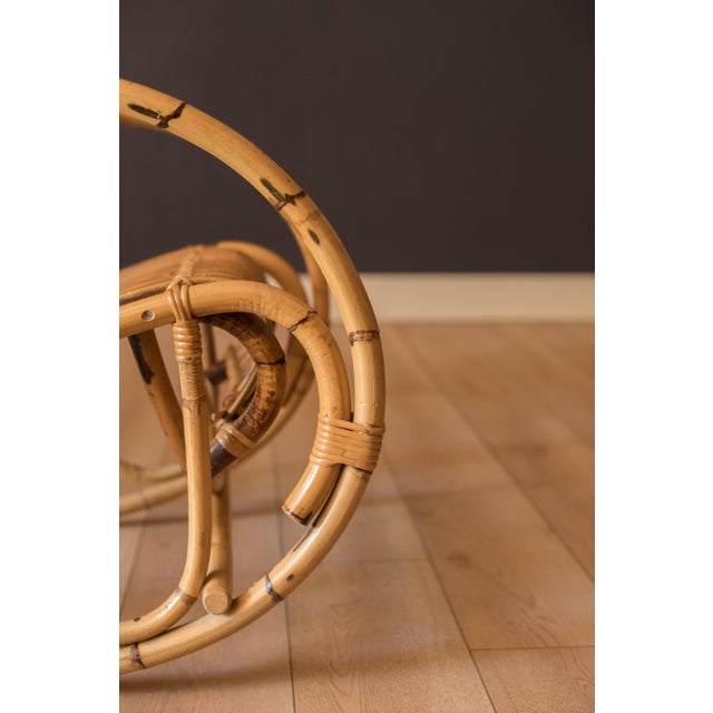 1970s Vintage Sculptural Franco Albini Style High Back Bamboo Rocking Chair For Sale - Image 5 of 18