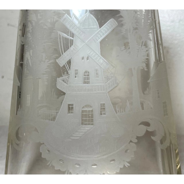 Glass Large Antique Nautical Sailboat Cut Glass Crystal Liquor Decanter Bottles - a Pair For Sale - Image 7 of 17