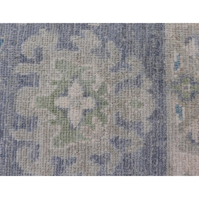 Textile Modern Oushak Rug With Serene Blue Tones and Soft Ivory and Sage 1'10 X 3'0 For Sale - Image 7 of 10