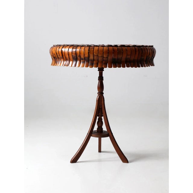 Antique Round Bamboo Accent Table For Sale - Image 4 of 11