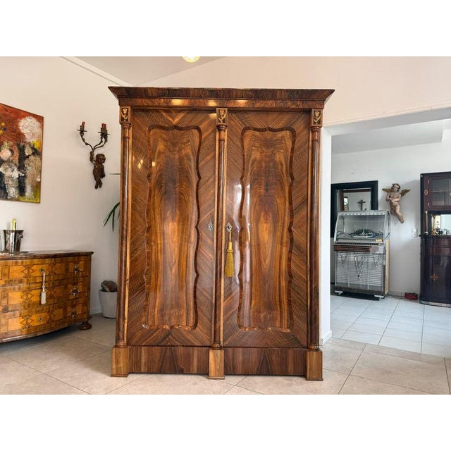 Antique Empire Columned Hall Cabinet For Sale - Image 16 of 18