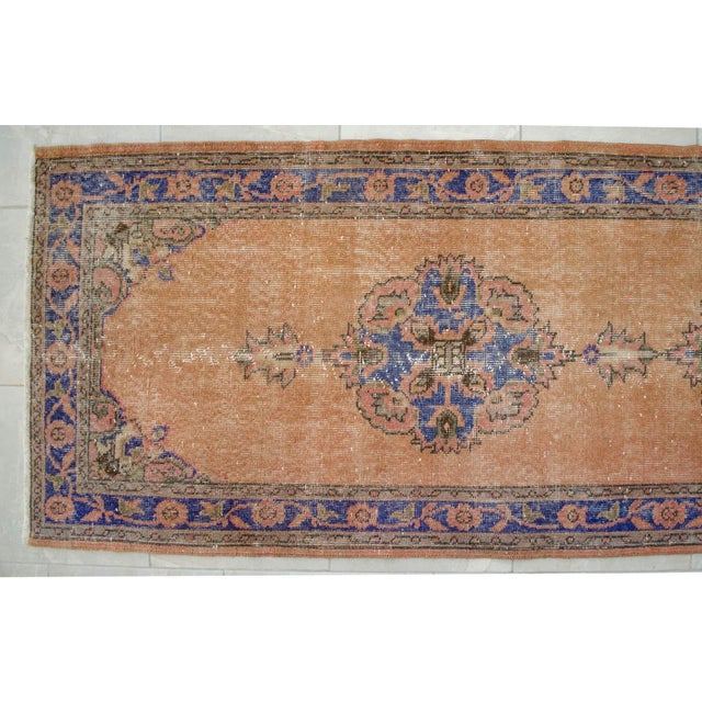 Hand-Knotted Turkish Runner Rug Faded Colors Low Pile - 2'12″ X 10'10″ For Sale - Image 9 of 13