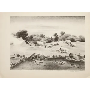 1939 After Adolf Dehn "Threshing", First Edition Period Offset Lithograph