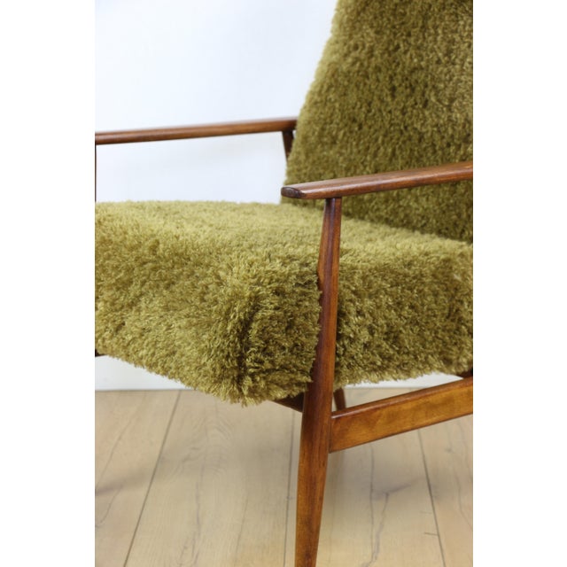 1970s Vintage Lis Armchair with Olive Long Hair Rudy Boucle from Henryk Lis, 1970s For Sale - Image 5 of 13