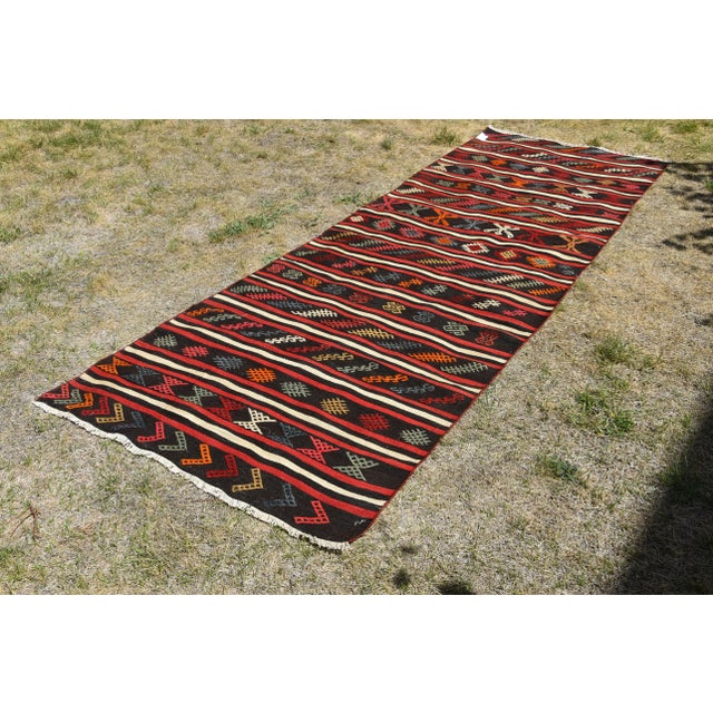 Rustic 1960s Southwestern Style Turkish Hand Knotted Kilim Runner Rug For Sale - Image 3 of 13