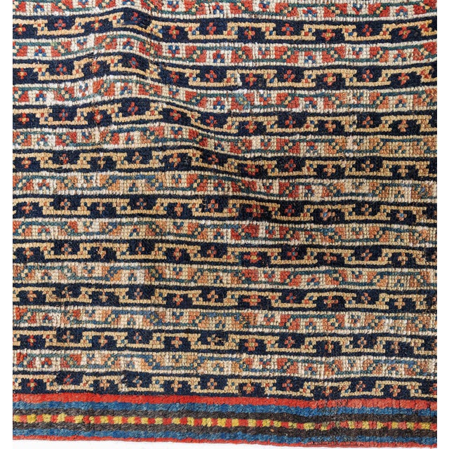 Textile 1930s Persian Feraghan Handmade Wool Runner in Beige, Black, Blue, Red For Sale - Image 7 of 7