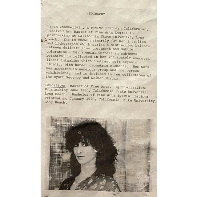 Vintage Postmodern 1980s Windsor Karen Chambellan “Grape Vase” Framed Art Print Vase Decorative Oriental Signed For Sale - Image 10 of 10