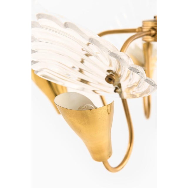 1950s Ceiling Lamp with Five Gracefully Curved Brass Arms attributed to Carl Fagerlund, 1950s For Sale - Image 5 of 12