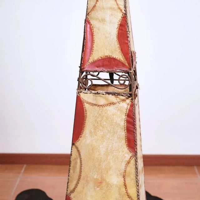 Vintage Leather and Iron Lamp For Sale - Image 4 of 8