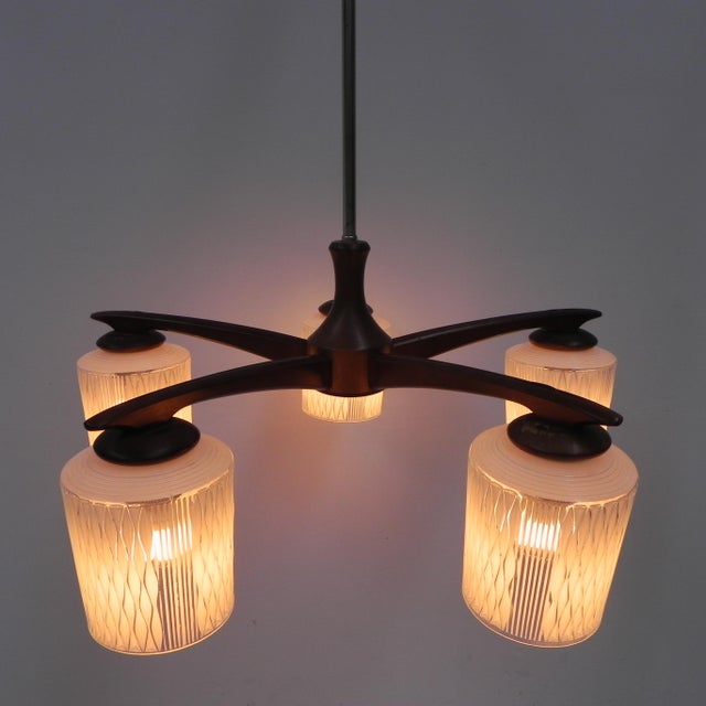 Vintage Hanging Lamp with Glass Shades, 1960s For Sale - Image 18 of 18