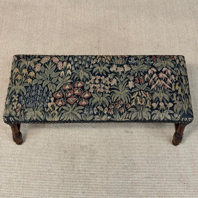 Antique Renaissance Revival Floral Needlepoint Tapestry Bench For Sale - Image 16 of 18