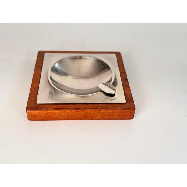 Scandinavian Wood and Metal Ashtray, 1950s For Sale - Image 4 of 7