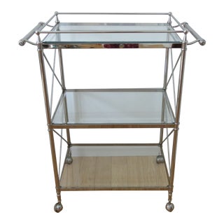 3-Tiered Nickel Bar Serving Cart For Sale