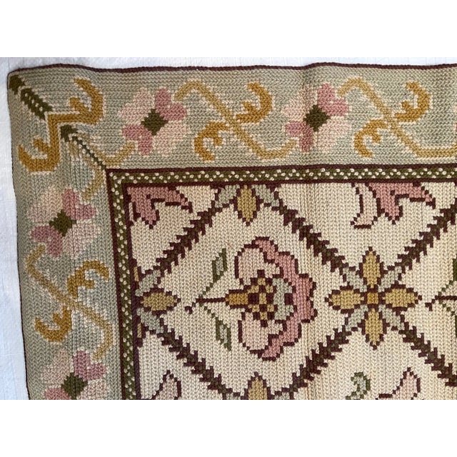 Traditional Antique Needlepoint Floral Rug For Sale - Image 3 of 10