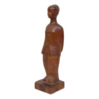 Hand-Carved Wooden Standing Girl, Holland, 1940s For Sale