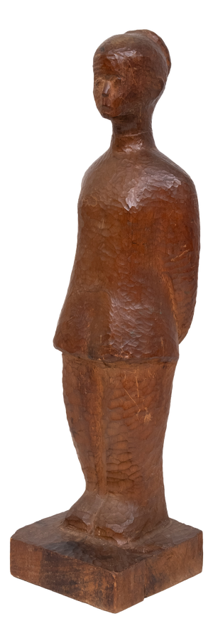Hand-Carved Wooden Standing Girl, Holland, 1940s