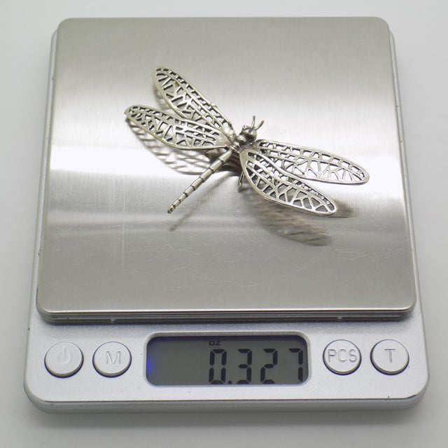 Vintage Italian Handmade Silver Life Size Dragonfly Figurine, 1980s For Sale - Image 9 of 11