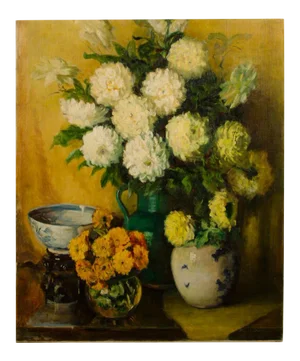 Mid 20th Century Floral Still Life Oil Painting by Avis L. McClean
