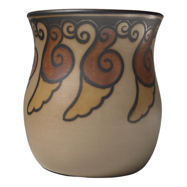 Art Deco Ceramic Vase with Hand-Painted Snails by L. Hjorth, 1940s For Sale