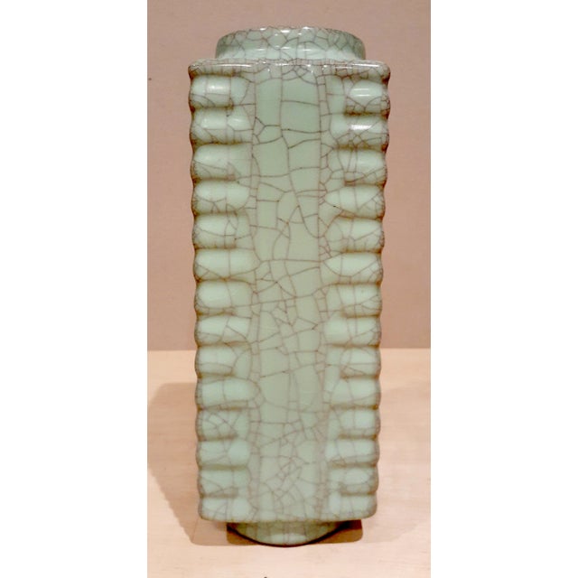 Early 20th Century Chinese Porcelain Guan Yao Cong Vase For Sale - Image 4 of 9
