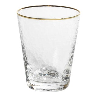 Negroni Hammered Tapered Double Old Fashioned Glass W/ Gold Rim - Set of 4 For Sale